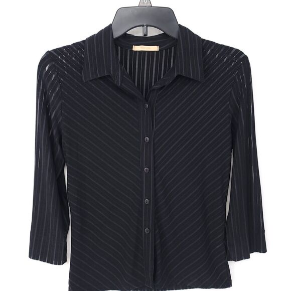 Forever 21 Y2K Top Womens Medium 3/4 Sleeve Stretch Button Sheer Sexy Vintage - Picture 6 of 8